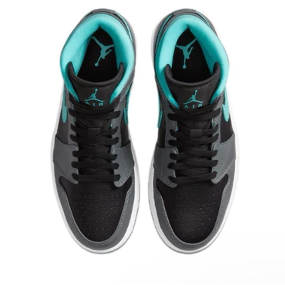 Air Jordan 1 Mid Gray Aqua Mens Sneaker Shoes 554724-063 Size 8.5 - Picture 3 of 5